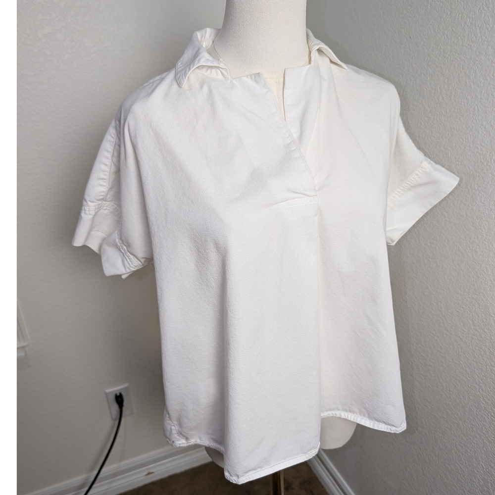 Madewell Womens White Cotton Modal Short Sleeve Popover Shirt AJ970 Size S - Picture 13 of 15